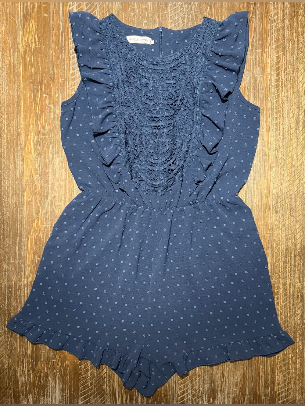 Women’s Sleeveless Navy Blue Romper by Angashion - Size M